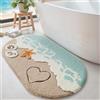 DEXI Tappeto Bagno Antiscivolo 61 x 110 cm, Tappetino Bagno Super Assorbente, Forma Ovale con Motivo Stelle Marine, Lavabile in Lavatrice, Decorazione Stile Marino per Doccia, Beige