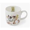 Wrendale Designs Royal Worcester Wrendale Deigns Sleeping on The Job - Tazza in ceramica con motivo cane e gatto, 0,3 l