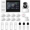 LWOHSI Sistema Allarme Casa,WiFi/4G Sistema di sicurezza domestica con Telecamera,Sensori Porta e Finestra Espandibili Fai-da-Te,Rilevatori di Movimento, Avvisi Istantanei App,Compatibile con Alexa