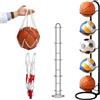 GZGXKJ Porta Palloni da Calcio con Borsa a Rete Scaffale Portaoggetti per Palloni Rimovibile a 5 Livelli in Ferro Porta Pallone Pallacanestro per Attrezzature Sportive Basket Pallavolo (Bianco)