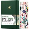 Clever Fox Agenda giornaliera 2a edizione - Organizzatore di attività a blocco orario non datato con programma orario e lista di cose da fare, formato A5, 6 mesi (verde foresta)