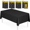 XSEINO Confezione da 8 tovaglie rettangolari usa e getta impermeabili in plastica nera, 137,2 x 274,3 cm, per compleanni, matrimoni, anniversari, lauree, decorazioni per feste