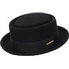 Eohak Cappello con Torta di Maiale per Uomo e Donna a Tesa Corta Fedora Cappello Piatto in Feltro di Lana Cappello Panama Cappelli Taglia: S-M, Nero - Bordo Corto e Riccio, M