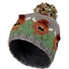 Pachamama Berretto da donna in lana con pompon in jersey foderato a mano lavorato a mano Highland Cow multicolore, taglia unica, commercio equo e solidale