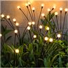 DooYard Luci solari da giardino ondeggianti - Luci lucciole per cortile, luci solari da esterno aggiornate con filo flessibile e base per lampadina pesante, decorazione bianca calda per patio e