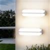 VivaLet 2 Pezzi applique da esterno/interno 20W 2000LM, illuminazione Up & Down lampada da parete a parete, 4000K IP65 luce da esterno per balcone, bagno, corridoio, cantina, giardino, WC, Bianco