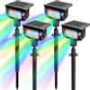 MEEKBOS Faretti Solari da Giardino RGB, 5 Modalità Colore, Sensore Crepuscolare, IP65 Impermeabili Lampada Solare con Picchetto per Esterno,Prato, Aiuole e Vialetti(4 Pezzi)