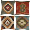 INDACORIFY Set da 4 pezzi Fodera per cuscino Kilim in lana e iuta Tessuta a mano vintage turca Copricuscino decorativo Federe per la casa (Stile- 09)
