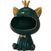 Tibeoyad Statue di gatto che ride, statua di gatto portafortuna con scatola portaoggetti, scultura di gatto della fortuna, regalo decorativo con gatti per soggiorno casa corridoio mobili (Verde)