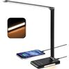 BIENSER - Lampada da Scrivania, Lampada da Tavolo a LED, 5 Colori X 10 Livelli di Luminosità Regolabili, 600LM Lampada da Lettura, Funzione di Ricarica USB, Luce Notturna, Funzione Memoria, Controllo