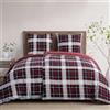 RUIKASI Biancheria da letto 135 x 200 cm, 4 pezzi, colore rosso, copripiumino 135 x 200 cm, set da 2 pezzi, motivo tartan, in microfibra con chiusura lampo, morbido