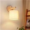 Gleonlux Applique da Parete Interno Vintage, Lampada da Muro Legno Industriale Retrò Interni E14, Applique Parete Rustici Nordic per camera letto soggiorno scala,nessuna lampadina Lino