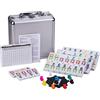 Doublefan Set di dodici domino per adulti, set di domino messicano con punto numerato, set di domino classico con alloggiamento in alluminio, 1 hub domino, 9 treni colorati, 91 lastre