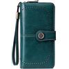 FORRICA Portafoglio Donna Grande Cerniera Portamonete Elegante Portafogli RFID Blocco Pochette in PU Pelle Porta Tessere Blu