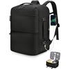 BAGZY Zaino Easyjet 45x36x20 Zaino da Viaggio per Aereo Impermeabile Bagaglio a Mano Espandibile Zaini Porta PC 15.6 Pollici 32L Zainetto Borsa Cabina per Scuola Travel Casual Daypack Uomo Donna Nero