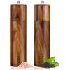 Haomacro Macina sale e pepe in legno, set da 2 pezzi, macinapepe manuale in ceramica, macina sale e spezie con sottobicchiere regolabile per spezie, pepe sale