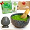 Goodwei Set Matcha Latte - Set da Tè Matcha Giapponese con Ciotola, Frullino in Bambù, Supporto, Cucchiaino e Matcha Biologico - Set da Cerimonia del Tè e Matcha Latte (Shado)