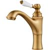 Rehomthy Rubinetto Bagno Lavabo Monocomando Miscelatore Lavabo Bagno con Manopola in Ceramica, Aeratore Removibile, Ottone Antico, G3/8