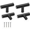HNJKJEU T Manopole per Mobili 4 Pezzi Pomelli per Cassetti Neri Maniglie per Mobili da Cucina, Pomelli per Mobili Moderni in Acciaio Inossidabile Nero Maniglie Armadio Cassetti Con Viti (50*32*10mm) (4)