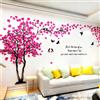 guangmu Albero Adesivo da Parete, Alberi e Uccelli 3D Adesivi Murali Arts Wall Sticker Decorativi per TV Par, Camera da Letto, Ufficio(Rosa Sinistra,M-250 * 130cm)