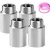 SJUNJIE 4 Pezzi Prolunga per Rubinetto da 1/2 Set 30mm Prolunga Doccia in Acciaio Inox Tubo con Nastro Sigillante Prolungas Rubinetto Acqua per Impianti di Riscaldamento e Acqua Potabile