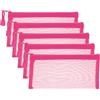 PATIKIL Borse di File A6, 5Pz Sacchetti Portadocumenti con Cerniera, Tasca Portaoggetti Zip in Plastica per Organizzare Documenti, Perline, Ufficio, Forniture Casa, 10x20cm, Rosa Rossa