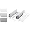 cyclingcolors 2x Cassetto completo con guide + pannello + supporto anteriore e posteriore + coperchio viti Binari scorrevoli mobili cucina, altezza 204mm, lunghezza 400mm, bianco, reling quadrato x4