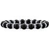 Bling Jewelry Braccialetto Elastico Con Perline Nere A Pallina Sovrapponibili Per Donne Spacer Di Cristallo Bianco Rondelle Ottone Placcato Argento