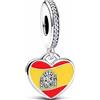 The Charmery Charm a forma di cuore con bandiera della Spagna in argento 925, compatibile con braccialetti Pandora, Trollbeads, Chamilia, Biagi e molti altri braccialetti con ciondoli del Regno Unito.
