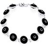 Bling Jewelry Braccialetto Amuleto di Protezione Portafortuna con Perline di Vetro Turche Occhio di Malocchio per Donne e Adolescenti in Argento Sterling .925 Nero Bianco 7,5 Pollici