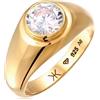 Kuzzoi Anello da uomo in argento 925 con zirconi placcati in oro 24 carati, con pietra per l'uomo, misura 60-66, 0608232924