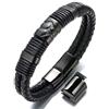 HALUKAKAH Plus ● Vulcano ● Bracciale Uomo in Vera Pelle Cuoio Chiusura Magnetica in Titanio Acciaio Nero Taglia Regolabile 8.46-9(21.5-23cm) con Pacco Regalo Gratuita