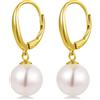 ZDaoBen Orecchini Perle Donnain Argento Sterling 925 Perla Leverback Orecchini Pendenti Perle Gioielli Regali per Donne 10 mm Placcato in oro