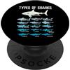 Sharks Ocean Study Tees Clothing Tipi di squali Marine Biologo 16 Shark Lovers Regalo PopSockets PopGrip Adesivo