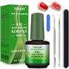 Sularpek Remover Solvente Per Smalto Semipermanente,15ml Levasmalto Rimuovi Semipermanente Unghie,Gel Polish Remover con lima per Unghie e Spingi Cuticole Sicuro e Veloce da Rimuovere in 3-5 Minuti