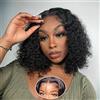 Kerberey Wig Human Hair Deep Wave Glueless Wigs Perruque Cheveux Humain pas de Colle Pre Cut 5x5 HD Lace Closure Curly Wigs Perruque Femme Naturelle Brésilien Bouclée Couleur Naturelle 14 Pouces
