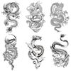 Qiwenr 6 Fogli Tatuaggi Temporanei Drago, Drachenform Totem Tatuaggi, Dragon Temporary Tattoo, per Halloween, Cosplay, Feste, Pasqua, Concerti, di Lunga Durata