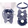 Basic Sense BasicSense - Set di 2 elastici per capelli in organza con motivo a quadretti, 2 pezzi, colore: blu navy