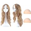 SSKHE Stylish Blonde Wavy Wig for Women, 27-Inch Long Curly Synthetic Hairpiece, Ideal for Role Play, Fancy Dress, and Daily Use, Lightweight and Comfortable for All-Day Wear