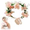 Qiwenr Cerchietto Fiori, Fascia Floreale da Sposa, Fasce del Fiori Regolabile, per Matrimonio, Riprese, Cerimonia, Festival