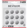 Bevigor Batteria 2032 compatibile con AirTag CR2032 al litio da 3 V per sicurezza dei bambini, adatta per portachiavi, sensori intelligenti, bilance e altro (CR2032-12)