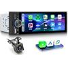 Rimoody Autoradio 1 DIN con Carplay e Android Auto Wireless - Schermo 6.28 Pollici, Bluetooth 5.2, Mirror Link, Comandi al Volante, Telecamera Posteriore per Auto