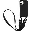 MyGadget Cover per iPhone 11 - Custodia con Corda TPU Opaca - Case con Cordino Rigida & Resistente con Laccio | Tracolla | Collana - Nero