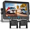 Rimoody Wireless Telecamera Posteriore 2 Cameras Set, 7 Pollici Monitor 2 Split Screen,Telecamera posteriore IP68 Impermeabile Visione Notturna DVR Loop Video Image Flip per Camion/Bus/Furgoni/Camper/Rimorchi