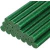 QUARKZMAN 16Pz Stick Colla a Caldo Mini per Pistola 7mm x 100mm Colla a Caldo Bastoncini Piccoli Ricariche, Glitterato Verde Scuro