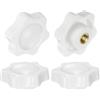 QUARKZMAN 4pz Pomelli a Stella con Filettatura Femmina M6, Testa da 38mm, Plastica con Foro Non Passante Maniglie di Serraggio Avvitate in Ottone Manopole Filettate, Bianco
