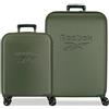 Reebok Franklin Set di valigie verde 55/70 cm Rigido 6,9 kg Chiusura TSA ABS 6,9 kg 109LExtensible Bags by Joumma Bags, Verde, Taglia unica, Set di valigie