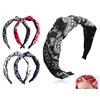 AOYEGIC 4 fasce per capelli, fascia larga plissettata con fiocco da donna, fasce per capelli vintage rockabilly, adatte per ragazze e donne (rosso, nero, bianco, blu scuro)