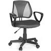 HJH Office 725102 Sedia Girevole per Bambini KIDDY CD Tessuto a rete Grigio, Schienale Regolabile in Altezza
