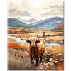 TISHIRON Pittura per numeri fai da te per adulti con pennelli Highlands mucca olio pittura a mano animali adulti pittura con numeri paesaggio pittura numeri kit su tela